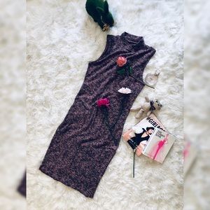 Mock neck sleeveless knit dress